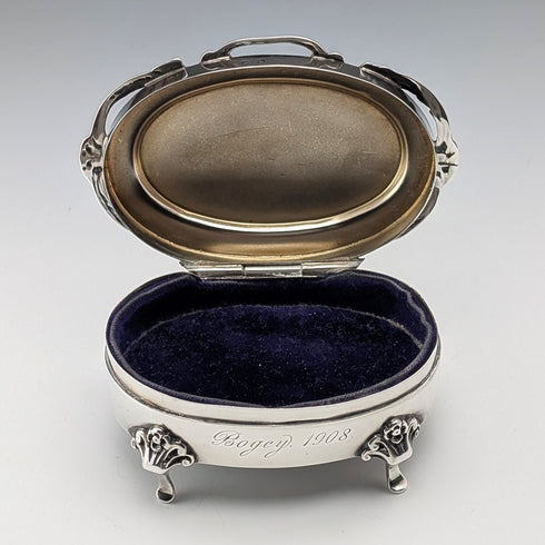 1907年 英国アンティーク 純銀製 ジュエリーボックス 88g Henry Matthews